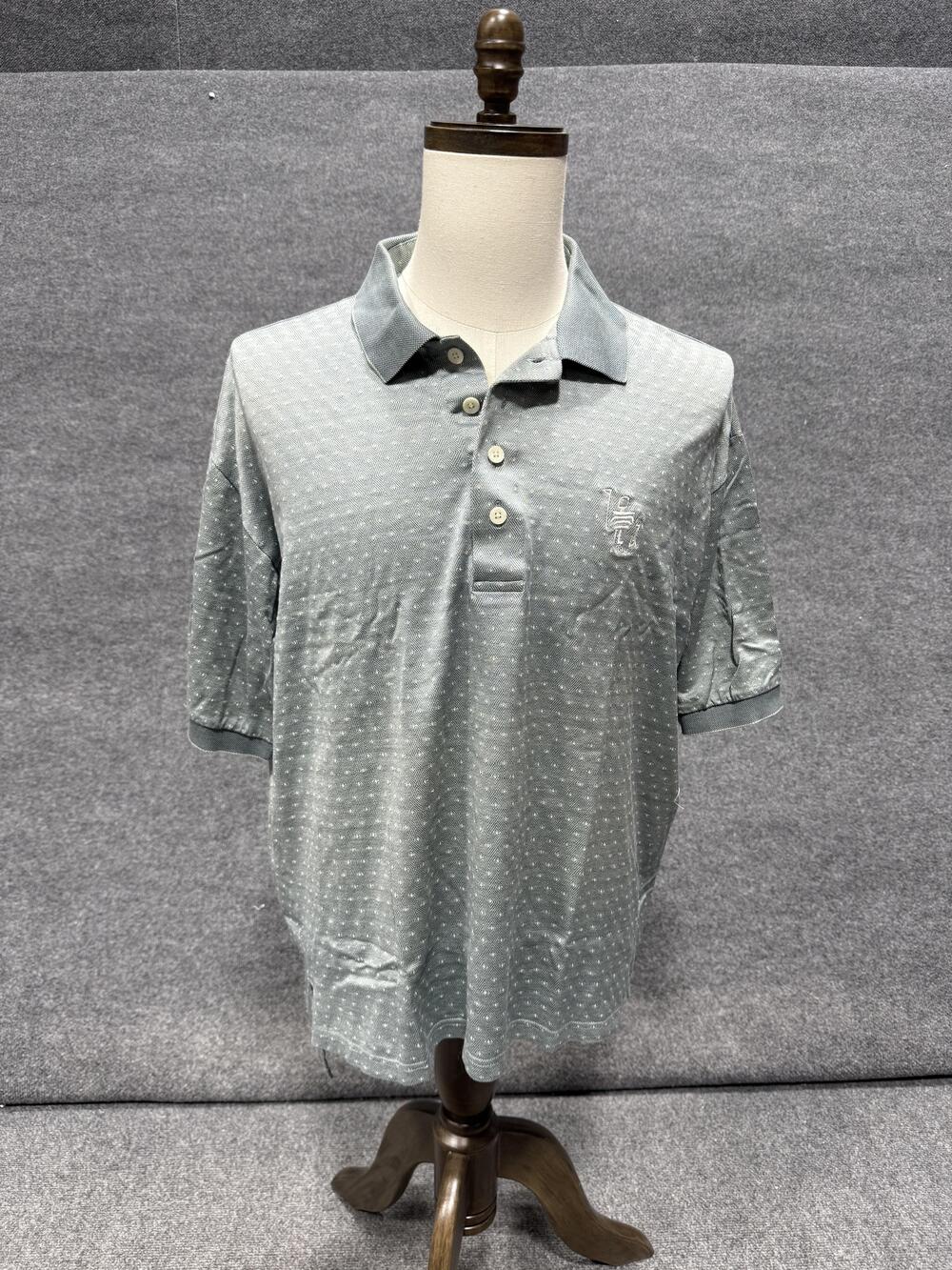 Descente International Collection Polo Shirt Mens XL Green Geometric Golf Top